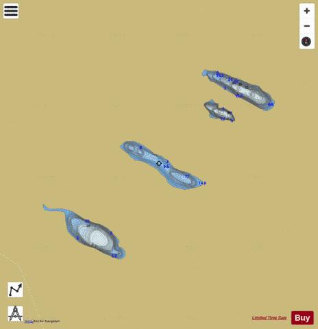 Kinuseo Lakes depth contour Map - i-Boating App
