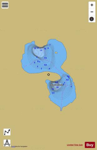 Niquidet Lake depth contour Map - i-Boating App