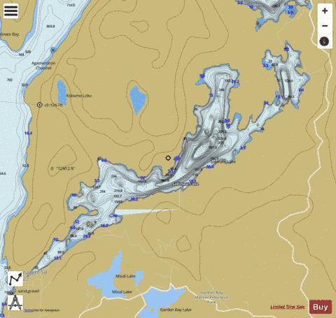 Sakinaw Lake depth contour Map - i-Boating App