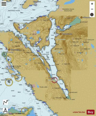 Malaspina Inlet, Okeover Inlet and\et Lancelot Inlet Marine Chart - Nautical Charts App
