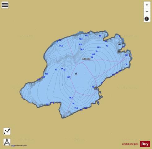 Atik Lake depth contour Map - i-Boating App