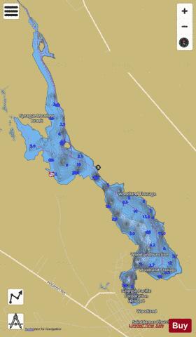 Woodland Flowage depth contour Map - i-Boating App