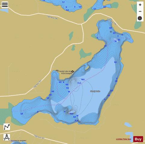 Sandy Lake depth contour Map - i-Boating App