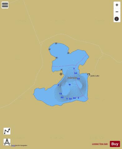 Jacks Lake depth contour Map - i-Boating App