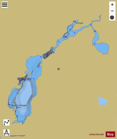 Nemegos Lake depth contour Map - i-Boating App