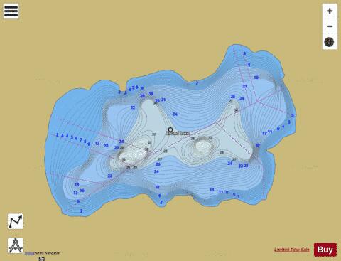 Round / Wawigami Lake depth contour Map - i-Boating App