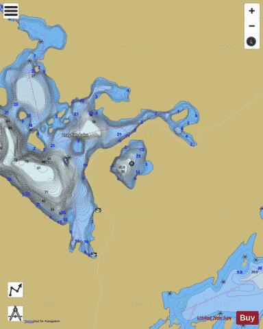 Aframe Lake depth contour Map - i-Boating App