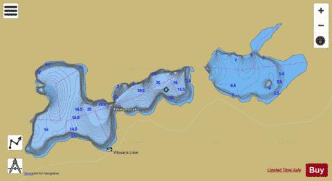 Pikwans Lake depth contour Map - i-Boating App