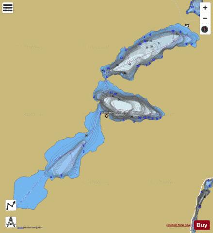 Wawiashkashi Lake depth contour Map - i-Boating App