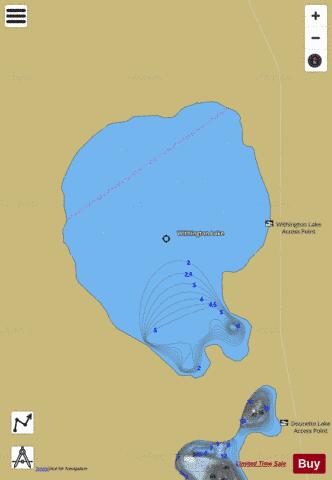 Withington Lake depth contour Map - i-Boating App
