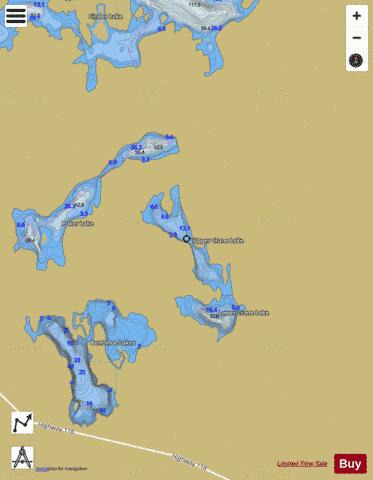 Upper Crane Lake depth contour Map - i-Boating App