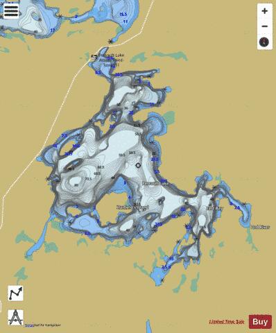 Perrault Lake depth contour Map - i-Boating App