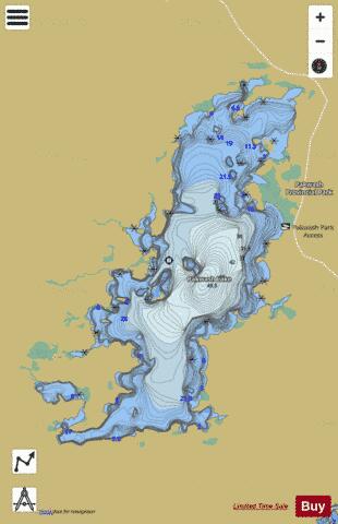 Pakwash Lake depth contour Map - i-Boating App