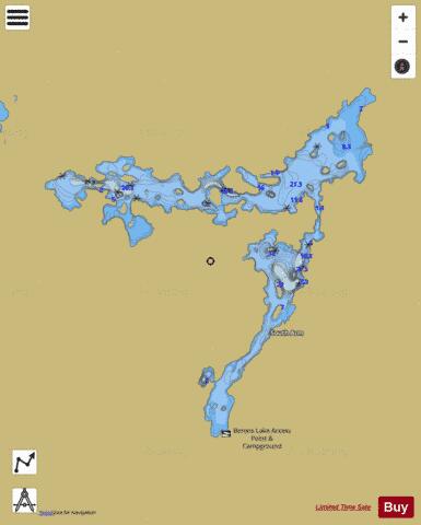 Berens Lake depth contour Map - i-Boating App
