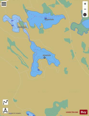 Myers Lake depth contour Map - i-Boating App