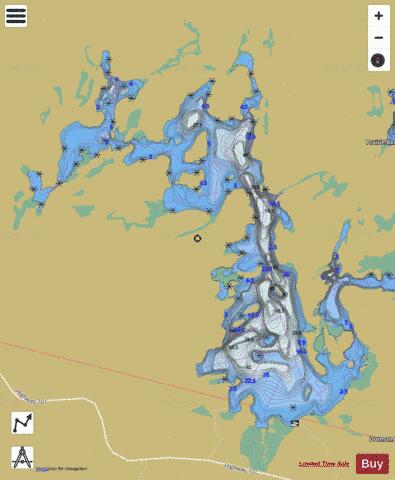 Prairie Bee Lake depth contour Map - i-Boating App