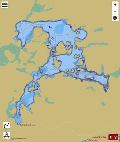 Pelicanpouch Lake depth contour Map - i-Boating App