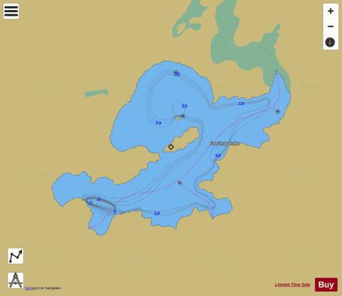 Fawthrop Lake depth contour Map - i-Boating App