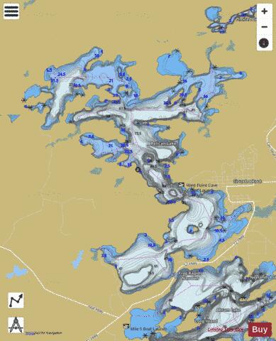 Pelican Lake depth contour Map - i-Boating App