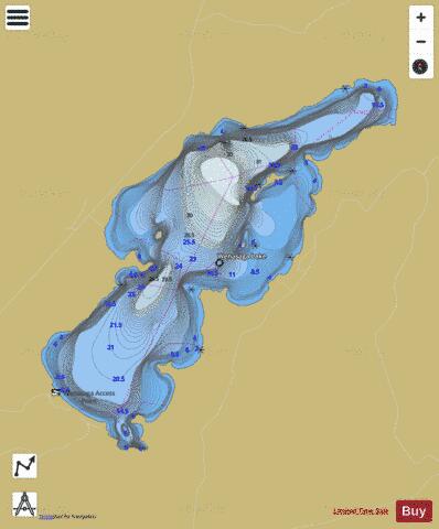 Wenasaga Lake depth contour Map - i-Boating App