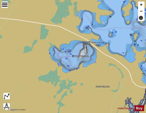 North Twin Lake depth contour Map - i-Boating App