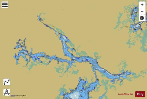 Ogoki Reservoir depth contour Map - i-Boating App