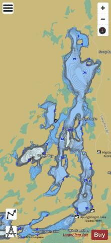 Steep Rock Lake depth contour Map - i-Boating App