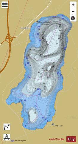 Bernard Lake depth contour Map - i-Boating App