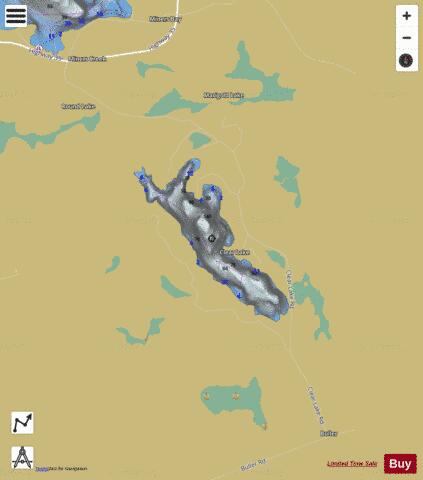 Clear Lake / Buller Lake depth contour Map - i-Boating App