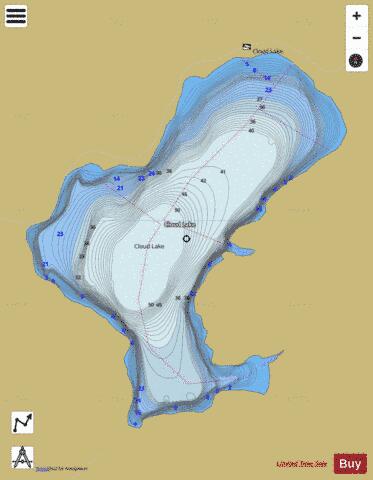 Cloud Lake depth contour Map - i-Boating App