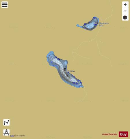 Crevice Lake depth contour Map - i-Boating App