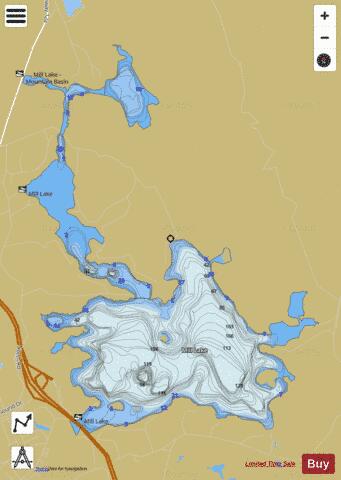 Mill Lake depth contour Map - i-Boating App