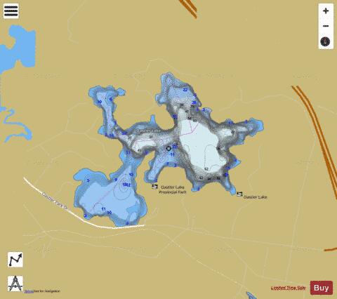 Oastler Lake depth contour Map - i-Boating App