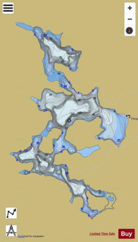 Three Legged Lake depth contour Map - i-Boating App