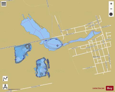 Waterford Ponds depth contour Map - i-Boating App