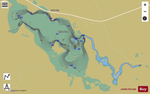 Wilber (Mud) Lake depth contour Map - i-Boating App