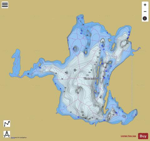 Caribou Lac Du depth contour Map - i-Boating App