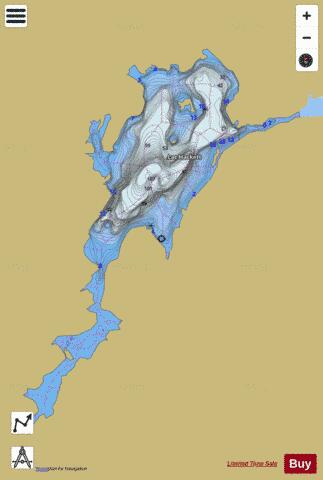 Hackett Lac depth contour Map - i-Boating App