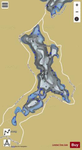 Long, Grand lac depth contour Map - i-Boating App