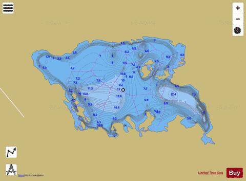 White Gull Lake depth contour Map - i-Boating App