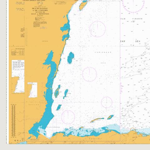 Isla de Guanaja to Isla Cozumel including the Gulf of Honduras Marine Chart - Nautical Charts App