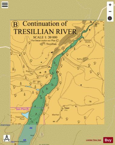 Continuation of Tresillian River Marine Chart - Nautical Charts App