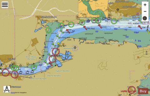 England - East Coast - Thames Estuary - Canvey Island to Gravesend Marine Chart - Nautical Charts App