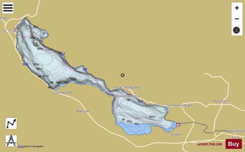Wolfgangsee depth contour Map - i-Boating App