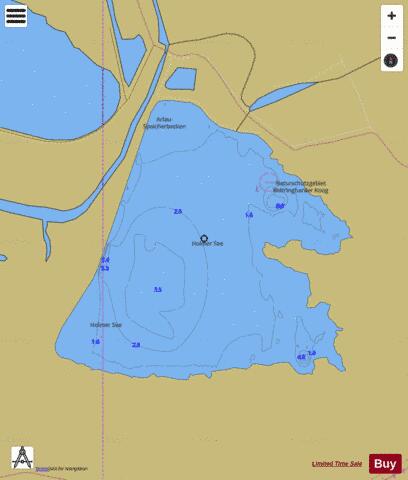 Holmer See Arlau depth contour Map - i-Boating App