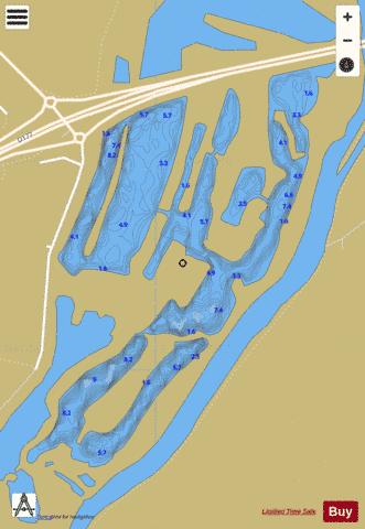 GRAVIERES DE LA RIVIERE KERSAN depth contour Map - i-Boating App