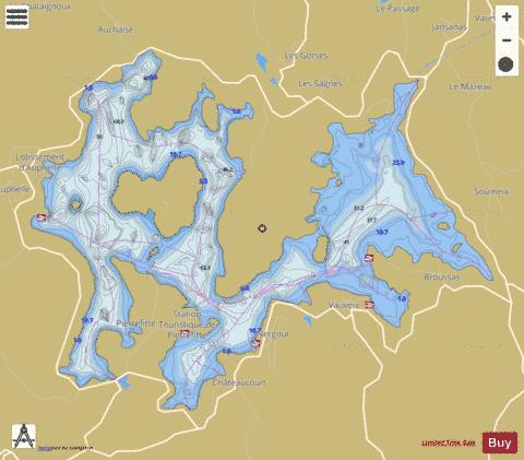 RETENUE DE VASSIVIERE depth contour Map - i-Boating App