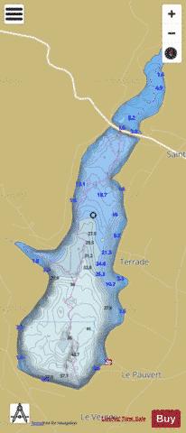 Lac de l'Escourou depth contour Map - i-Boating App