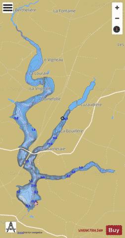 RETENUE DE ROCHEREAU depth contour Map - i-Boating App