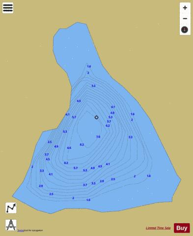 Second Middle Losere Lake depth contour Map - i-Boating App